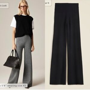 J. Crew Wide-Leg Knit Pants in Black